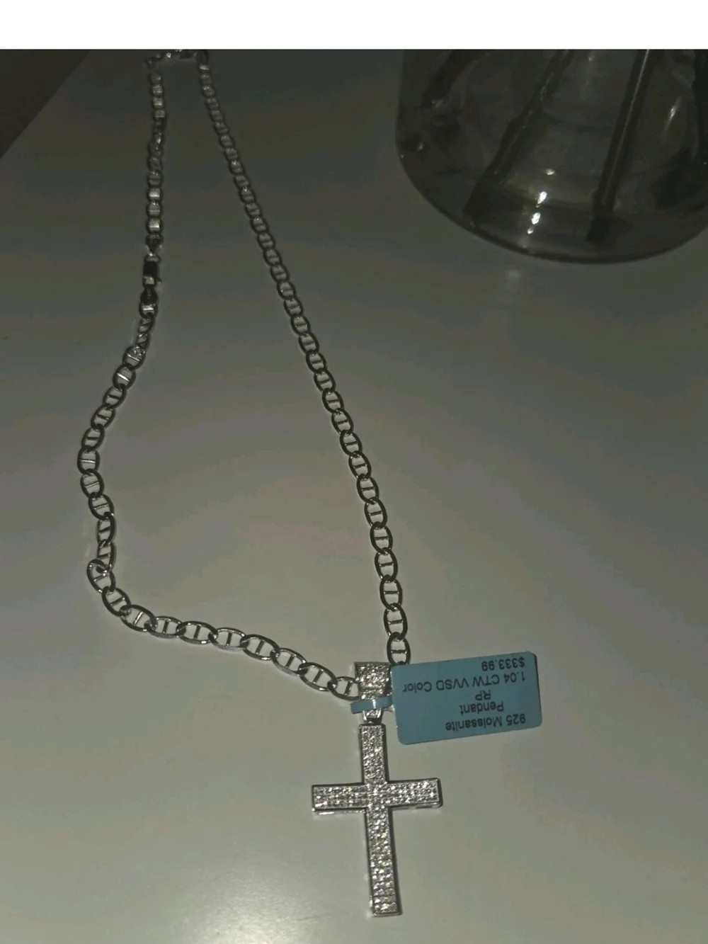 925 Sterling Silver 22in 5.2mm Mariner 7in 4.4mm Bracelet And Mossinate Cross